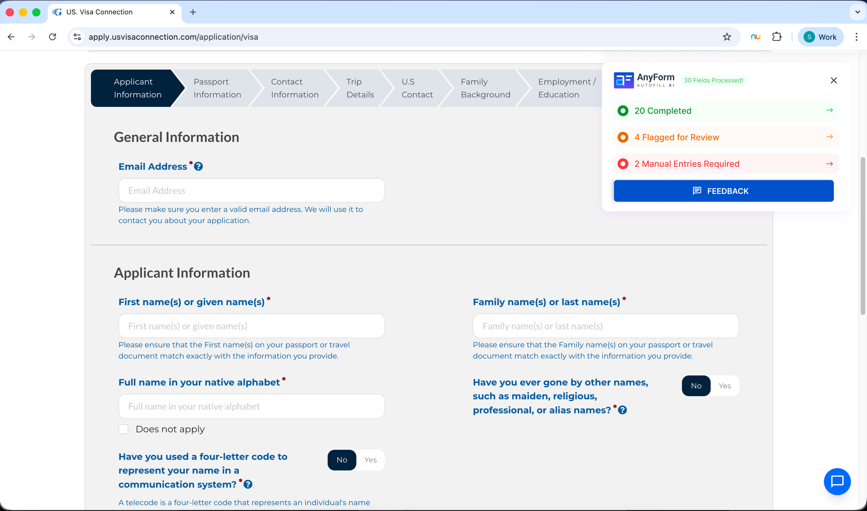 Extension Review Screen
